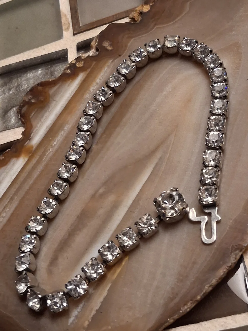 Vintage Clear Crystal Bracelet - Silver Tone